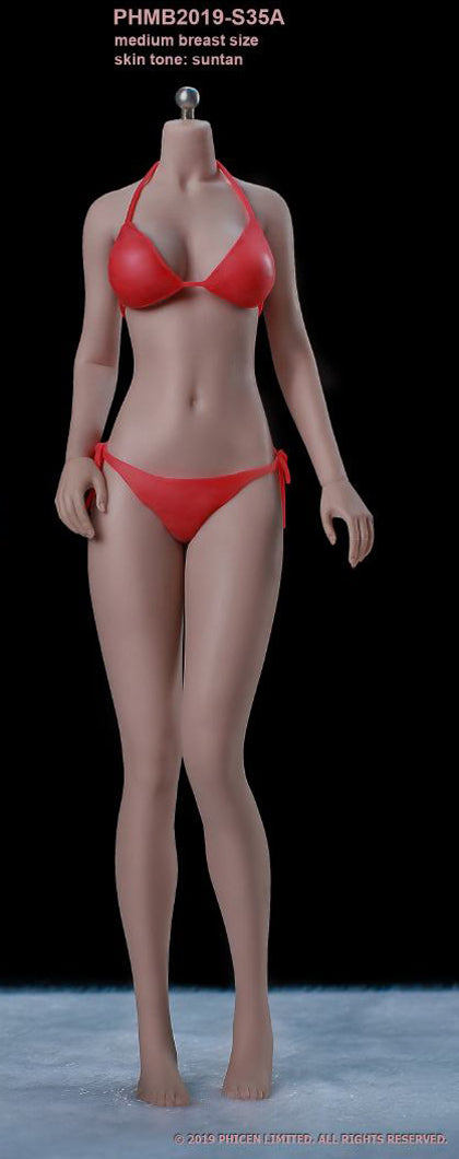Female Body 1/12 Suntan Medium Breast White Bikini with Head