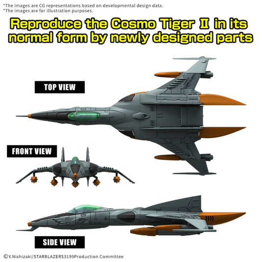 Bandai - Mecha Collection DX - Be Forever Yamato Rebel 3199 - Type-1 Space Combat Attack Aircraft Cosmo Tiger II (Single Seat/Gun Turret Model) (Set of 2)