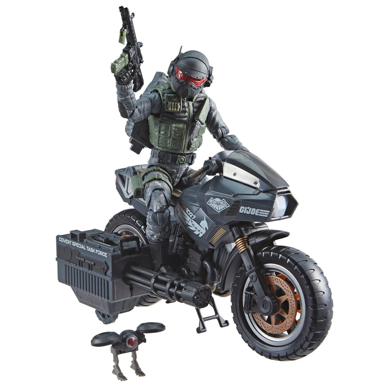 Load image into Gallery viewer, G.I. Joe Classified Series - Night Force Jason (Shockwave) Faria and Night Pursuit Cycle
