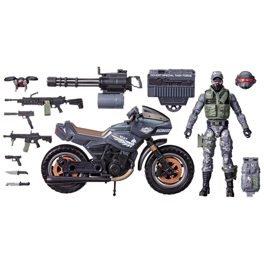 G.I. Joe Classified Series - Night Force Jason (Shockwave) Faria and Night Pursuit Cycle