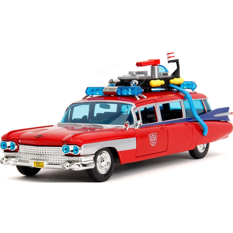 Load image into Gallery viewer, Jada Toys - Ghostbusters X Transformers - Ecto-1 (Optimus Prime Graphics) Die-Cast Metal Vehicle 1/24 Scale
