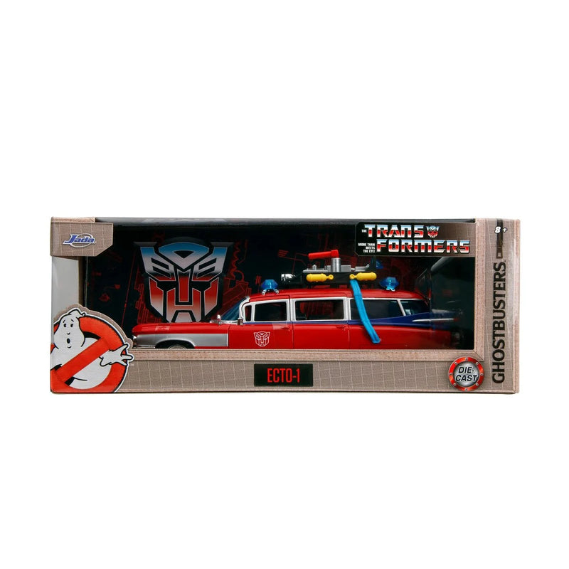 Load image into Gallery viewer, Jada Toys - Ghostbusters X Transformers - Ecto-1 (Optimus Prime Graphics) Die-Cast Metal Vehicle 1/24 Scale
