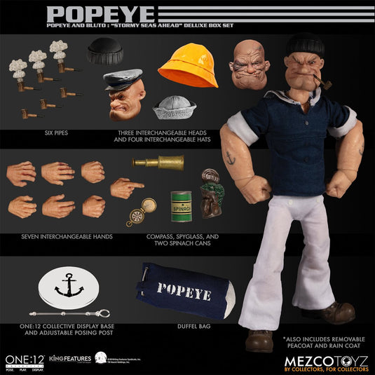 Mezco Toyz - One:12 Popeye & Bluto Stormy Seas Ahead Deluxe Box Set – Ages  Three and Up