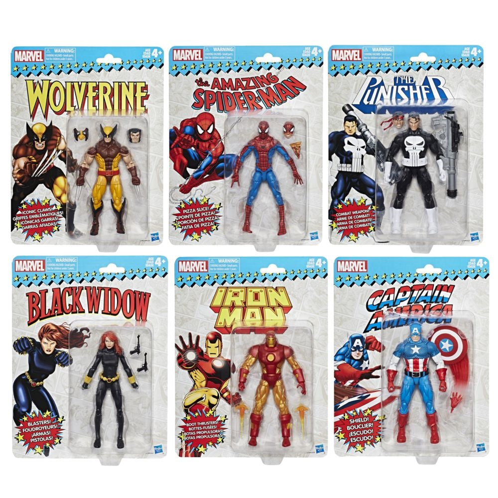 Marvel Legends - Super Heroes Vintage Series Set of 6 – Ages Three and Up